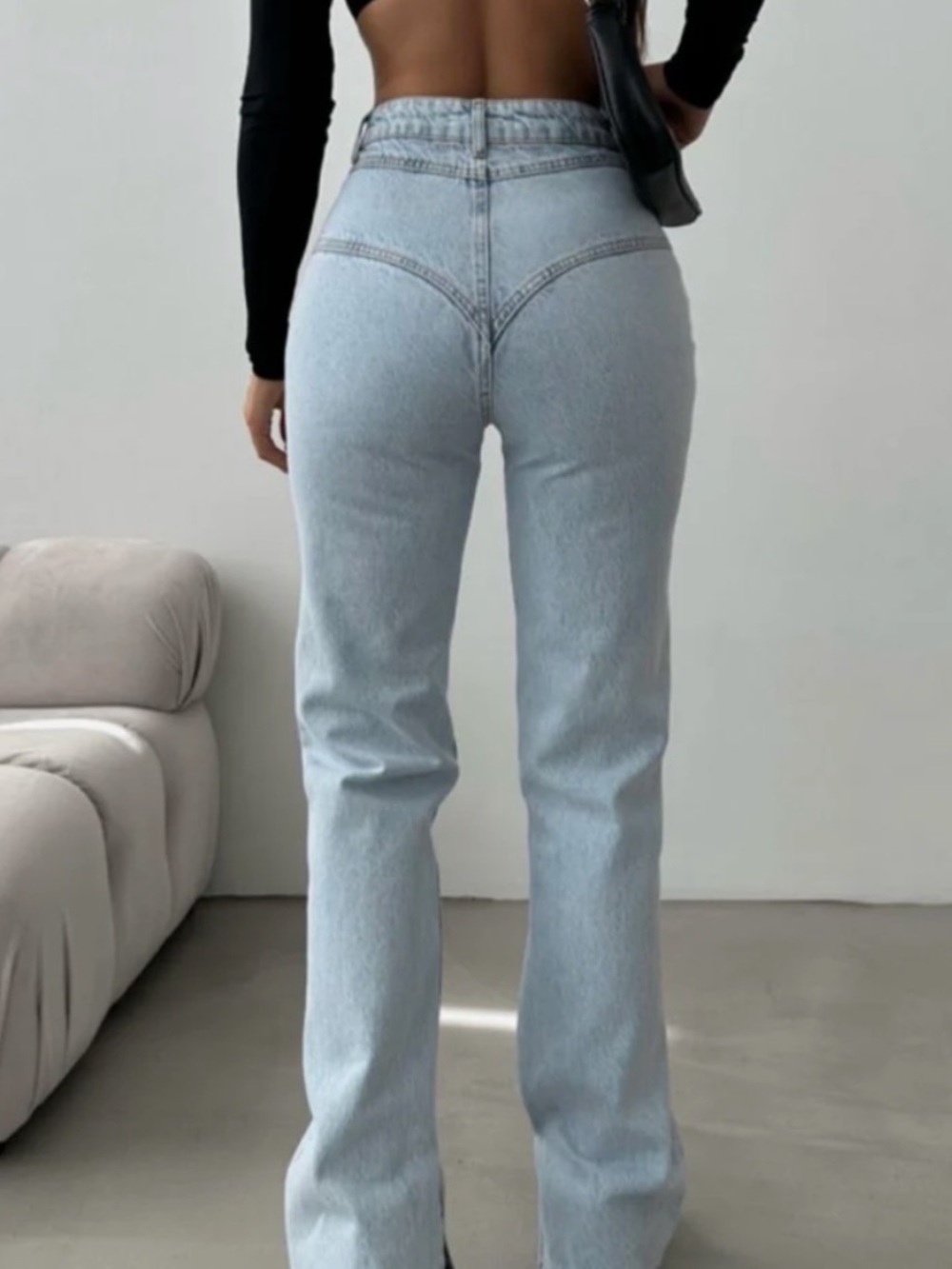 High-Rise Light Wash Button-Fly Jeans - Picture 2 of 2